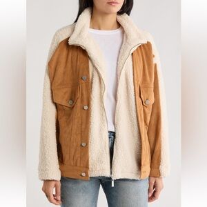 BLANKNYC High Pile Fleece Trim Faux Suede Jacket Sz XS (runs big)